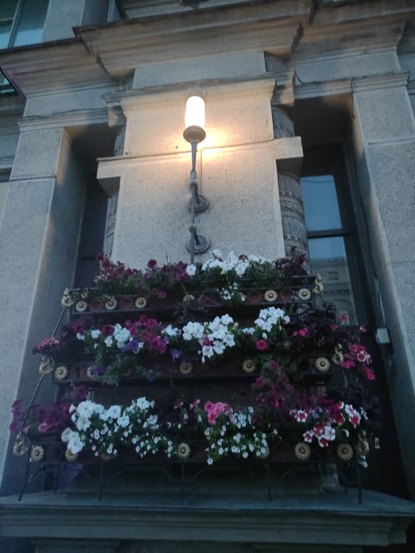 Minsk interiors and streets on a cloudy July evening