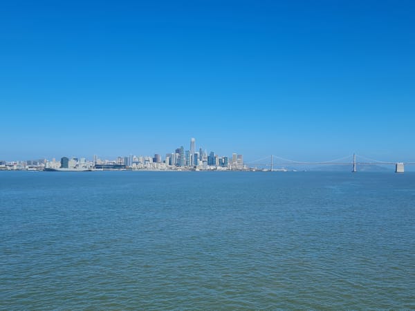 San Francisco skyline and Bay Bridge on a clear afternoon