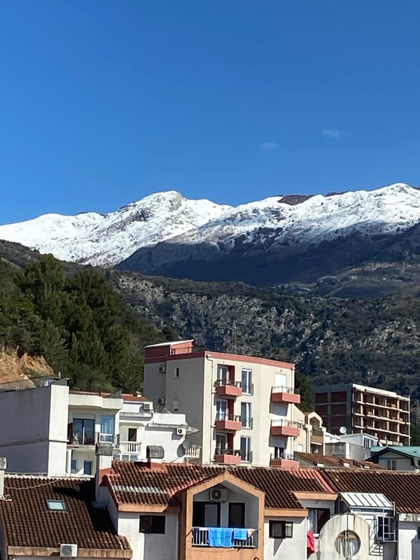 Elaborate breakfast documentation with mountain views in Budva, Montenegro