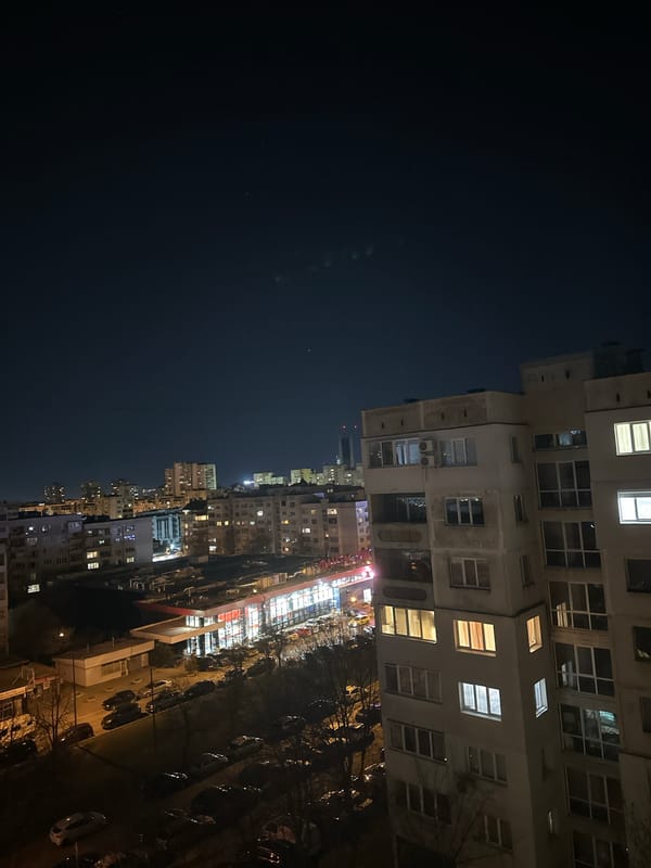 Nighttime urban scene captured in Sofia, Bulgaria