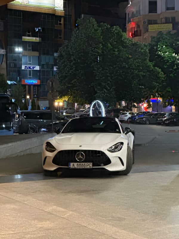 White Mercedes AMG GT spotted parked in Plovdiv, Bulgaria