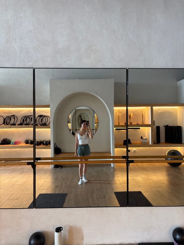 Women document workout session at Mexico pilates studio