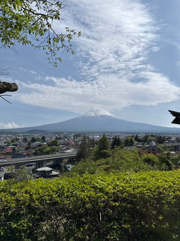 Mount Fuji panoramic view captured from Fujiyoshida city
