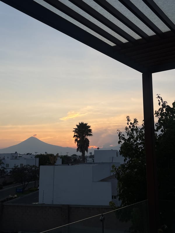 Sunset captured from elevated viewpoint in San Bernardino Tlaxcalancingo