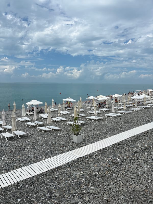 Morning beach scene documented at Sochi resort area
