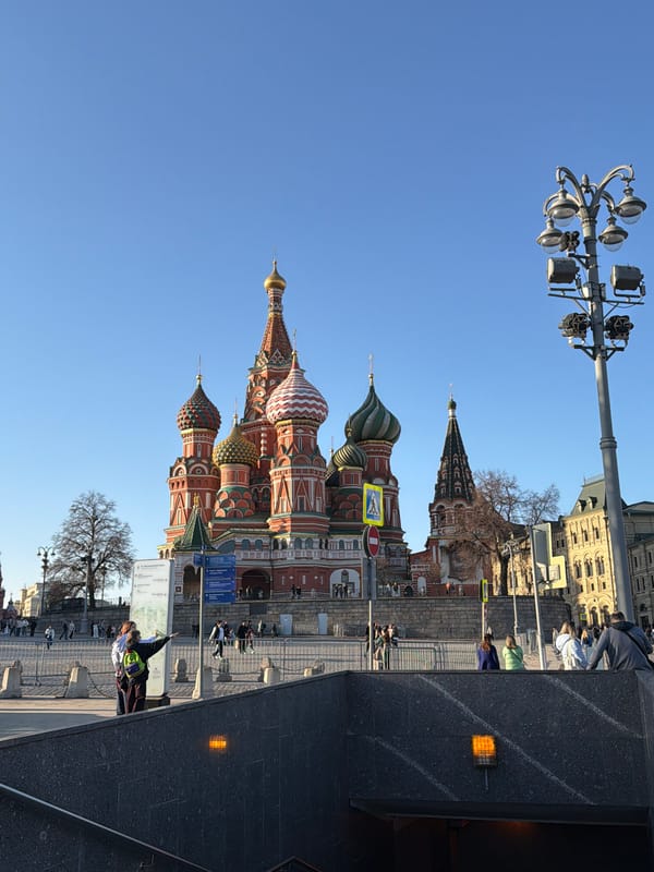 St. Basil's Cathedral photographed under clear Moscow skies