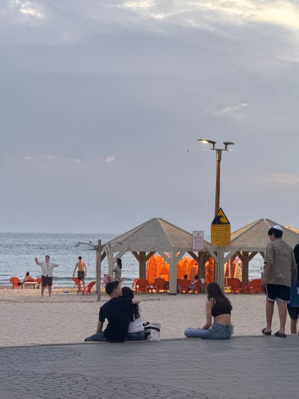 Tel-Aviv beachgoers enjoy afternoon at furnished coastal area