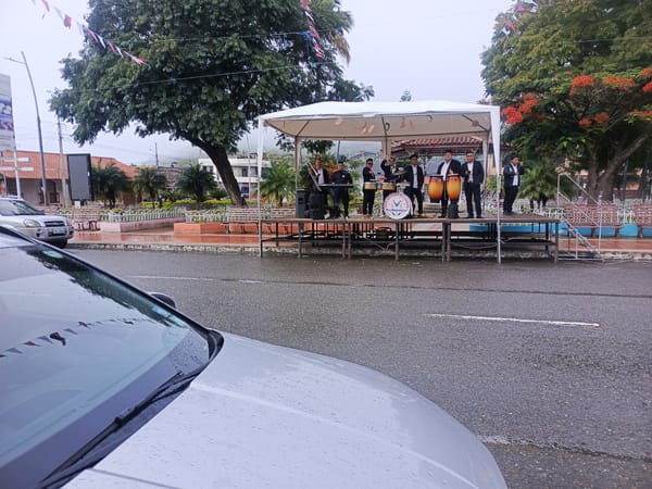 Community festival with live music celebrates in Ecuador town square