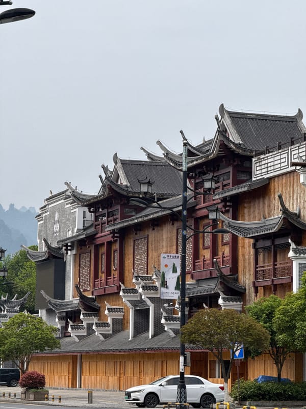 Traditional architecture documented in Wulingyuan during early morning hours