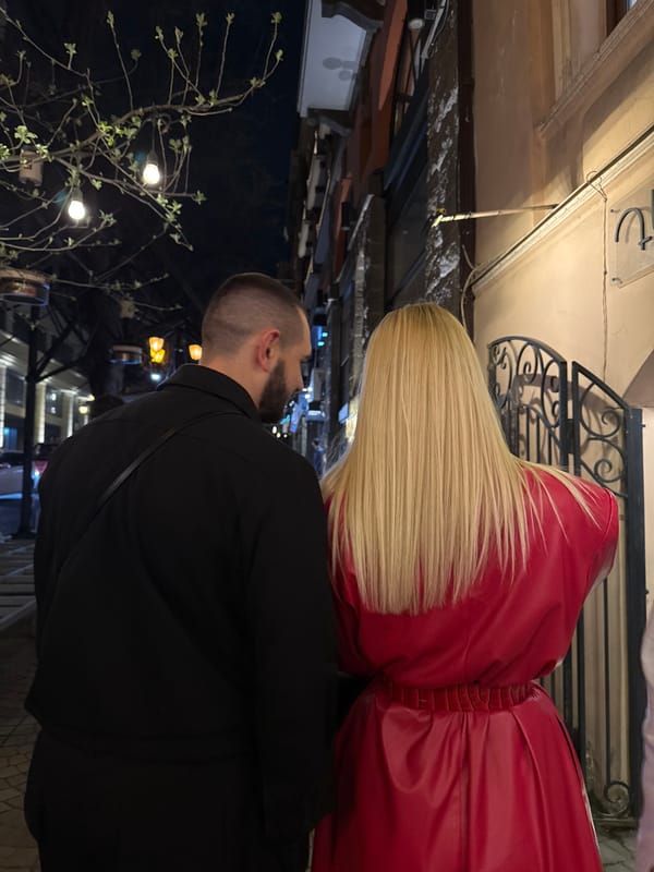 Man observed on nighttime street in Yerevan, Armenia