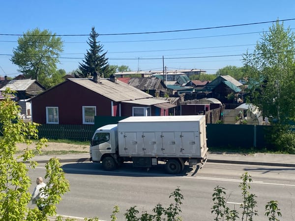 Street traffic and riverside scenes observed in Angarsk, Russia
