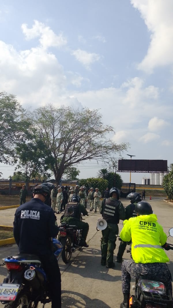 Venezuelan Police Gather with Motorcycles Near Tinaquillo Velodrome