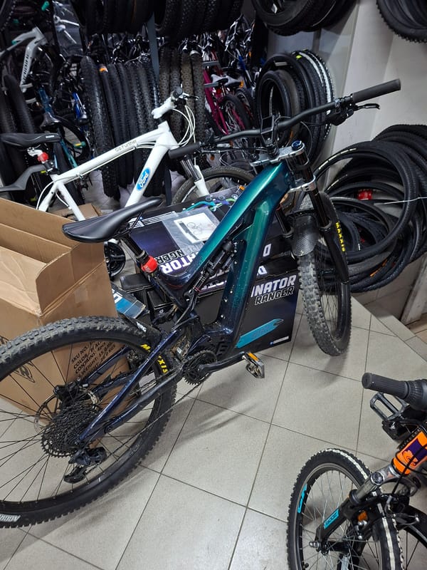 Electric mountain bike displayed at Gabrovo bicycle shop