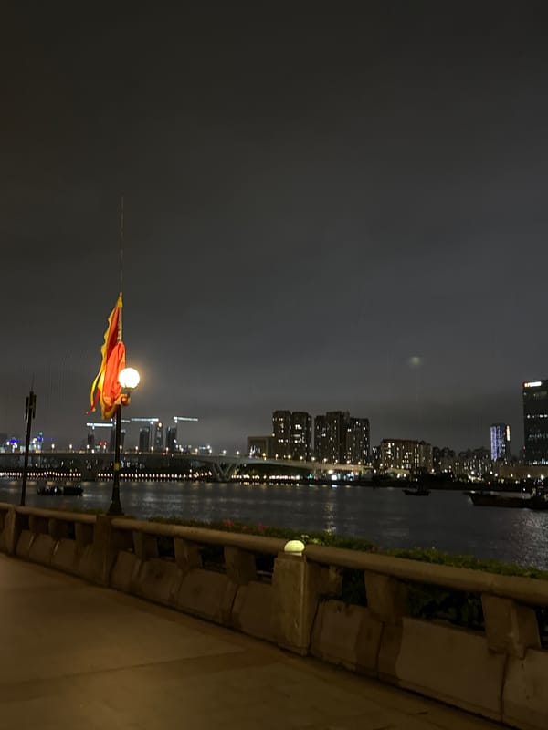 Haizhu District riverfront and streets after dark, Guangzhou