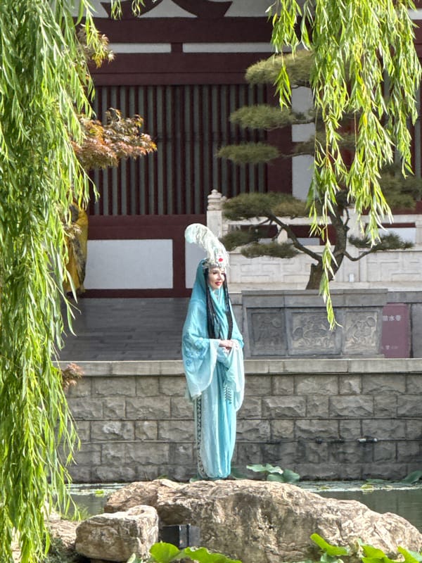 Traditional Chinese performers stage cultural display in Lintong gardens