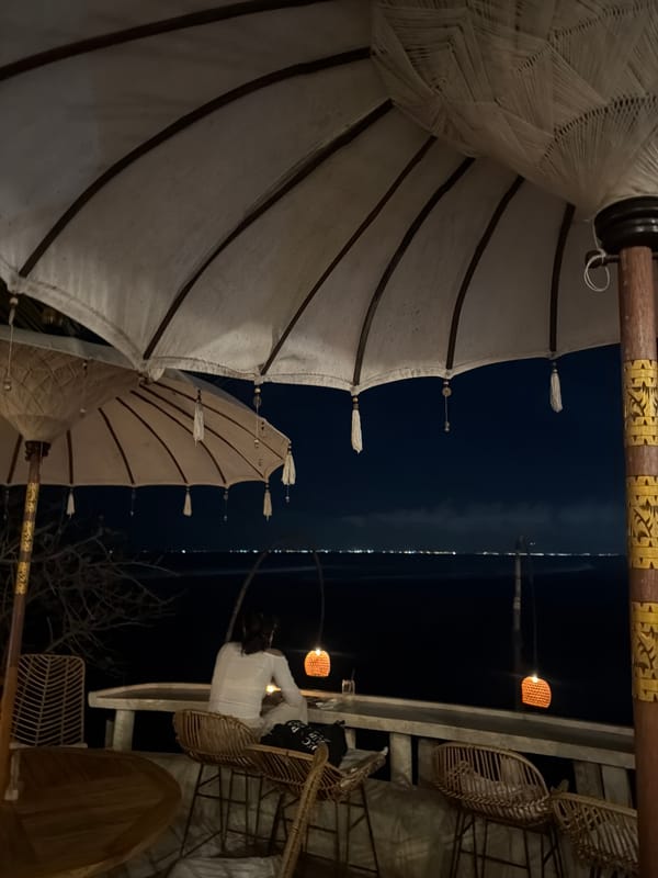 Sunset drinks at a cliffside spot in Kuta Selatan, Bali