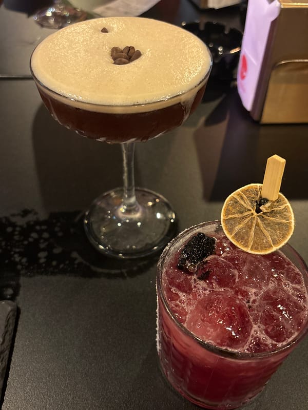 Evening cocktails served at Milan bar