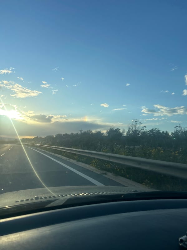 Driver captures road view while traveling in Xylofagou, Cyprus