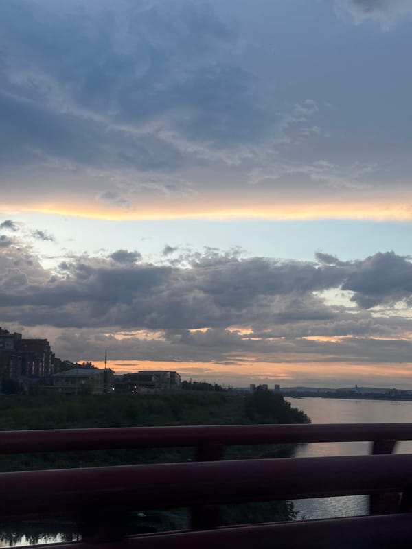 Angara River sky at golden hour, Irkutsk