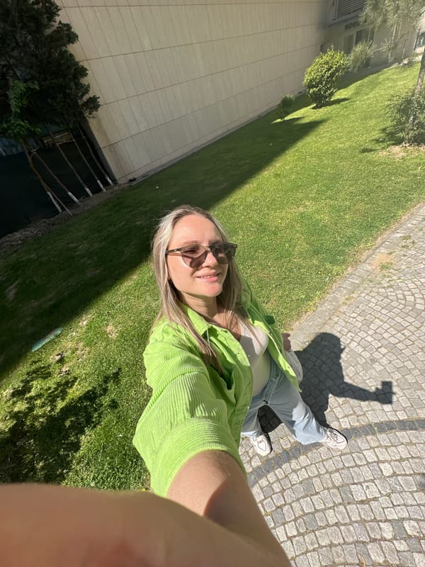 Woman takes morning selfies in Esenyurt neighborhood