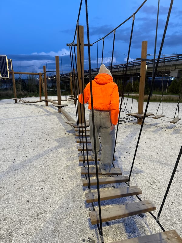 Person navigates rope obstacle course in Rostov-on-Don