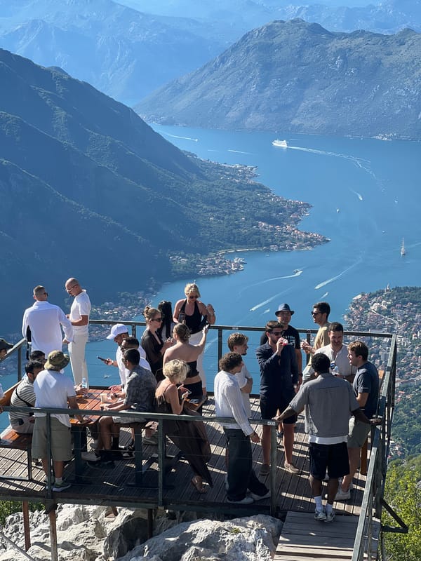 Social gathering at Kotor Bay overlooks, Montenegro