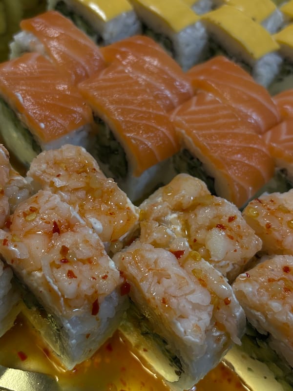 Sushi rolls documented in Yerevan restaurant