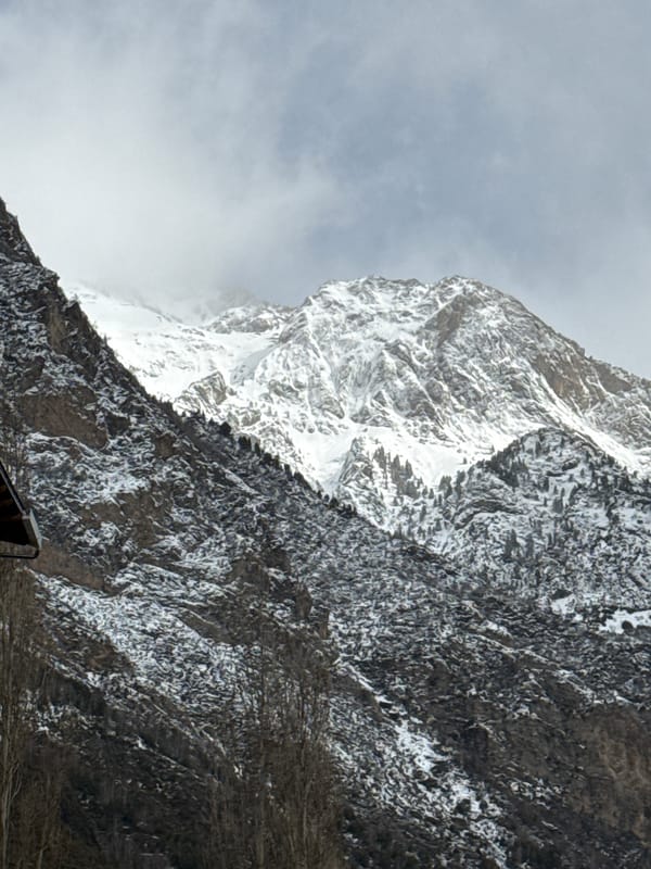 Mountain face shows ice, snow contrast near Benasque