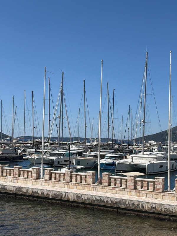 Morning scenes captured at Meljine marina, Montenegro waterfront