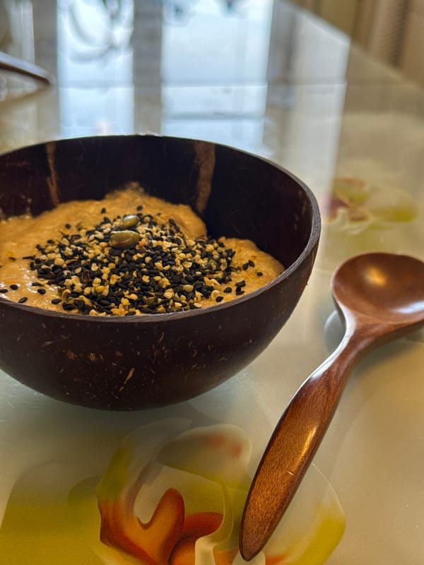 Breakfast bowl with mixed seeds photographed Monday morning