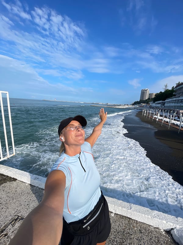 Morning beach workout session along Sochi's Black Sea promenade