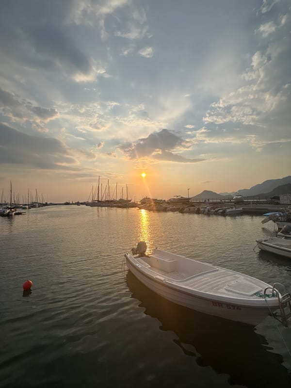 Bar, Montenegro marina at golden hour