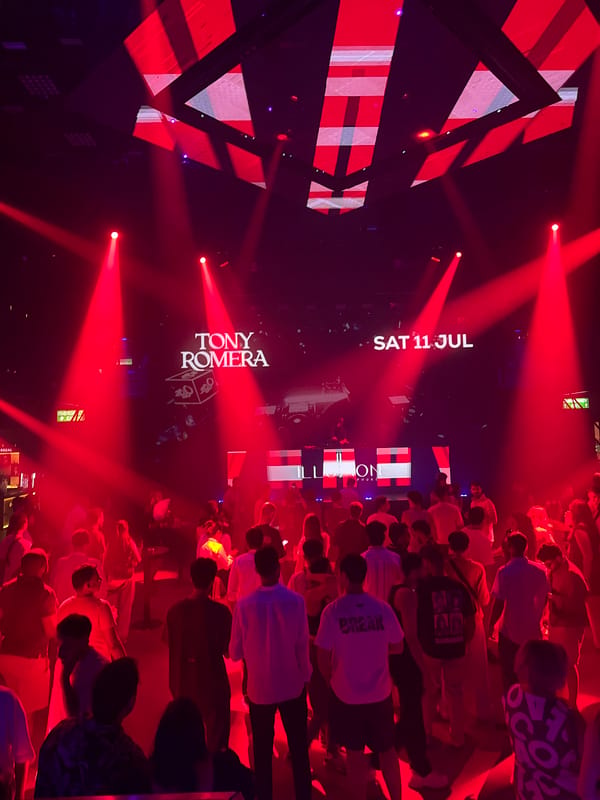 Red-lit nightclub scene in Patong, Thailand