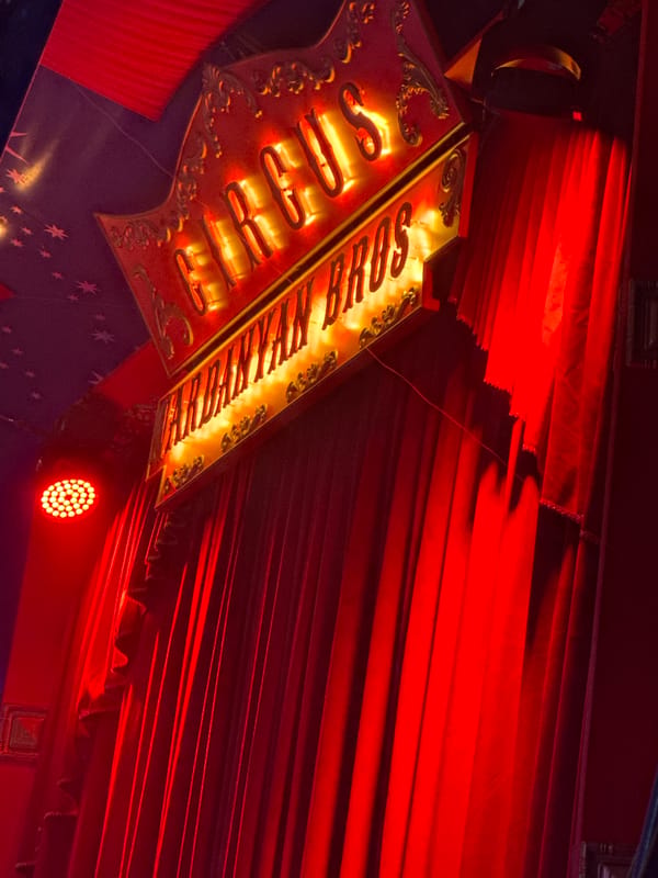 Circus tent spotted in Gyumri, Armenia with illuminated signage