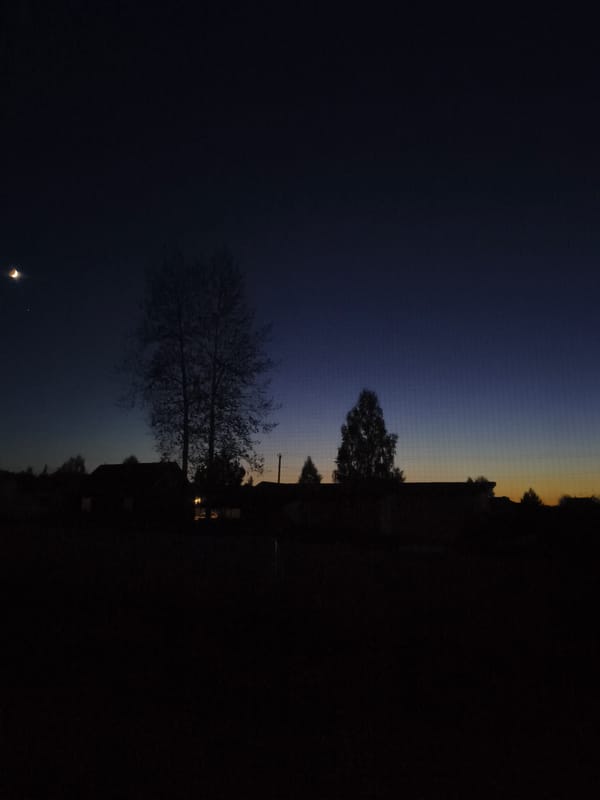 Evening scenes documented in Русский Вожой, Russia