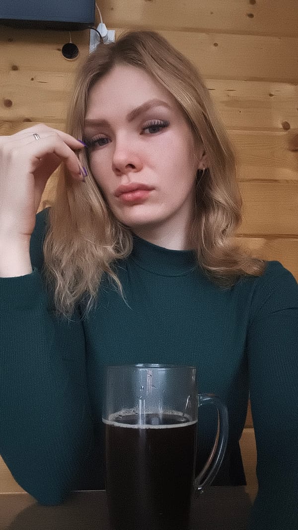 Woman takes selfie in Russian town early morning