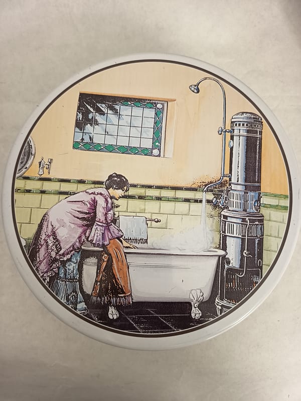 Vintage bathroom scene decorative object spotted in Swiss town