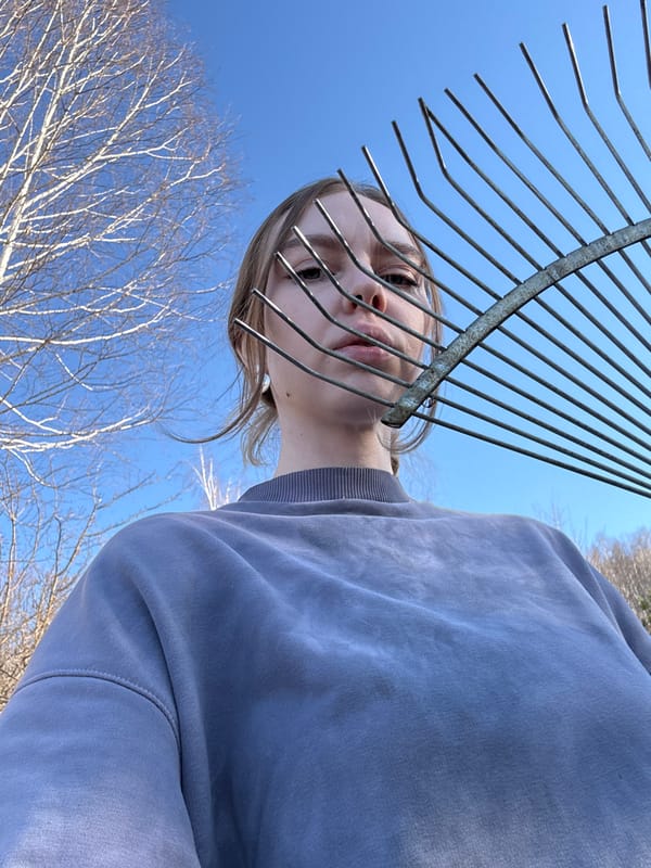 Woman documents spring yard cleanup in Krasnoyarsk Russia