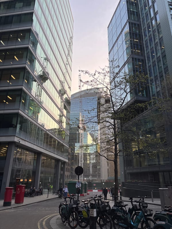Street view captured in London financial district