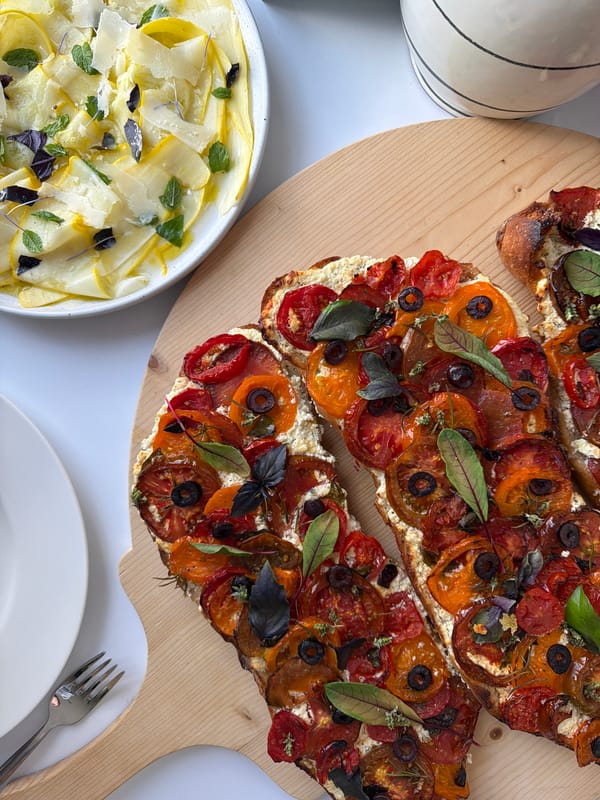 Fresh summer dishes laid out in a Gangloff kitchen