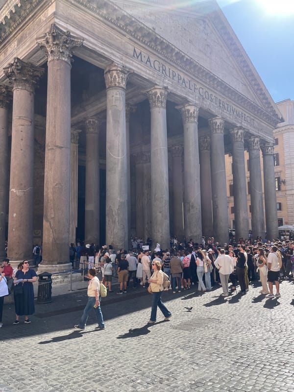 Pantheon photographed in bright sunlight, Rome