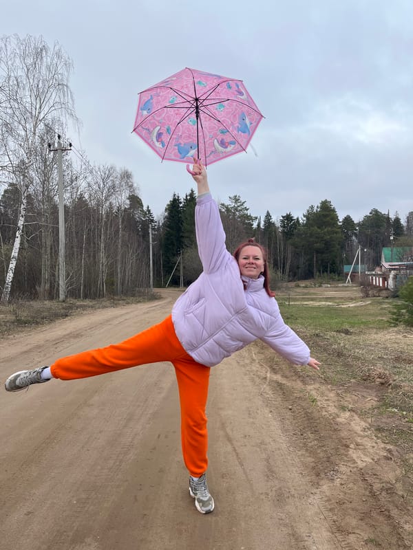 Playful outdoor moments captured on rural roads near Chaikovsky