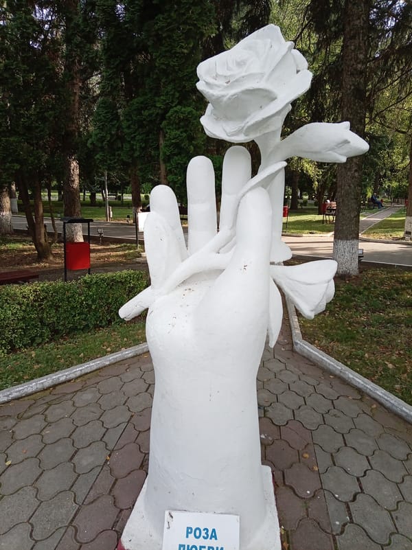 Afternoon in a decorated park in Yessentuki, Russia