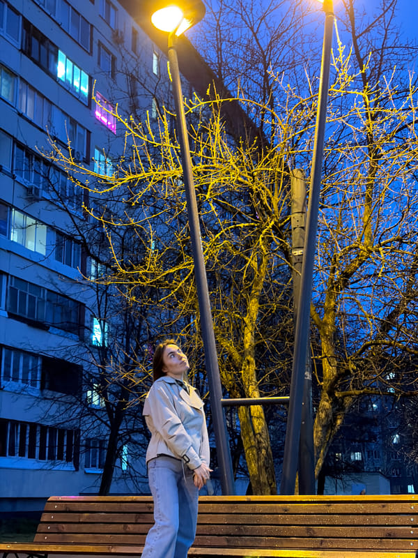 Evening street life documented in Izhevsk during dusk hours