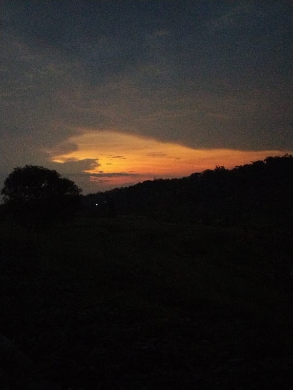 Twilight landscape captured in rural Doplang, Indonesia