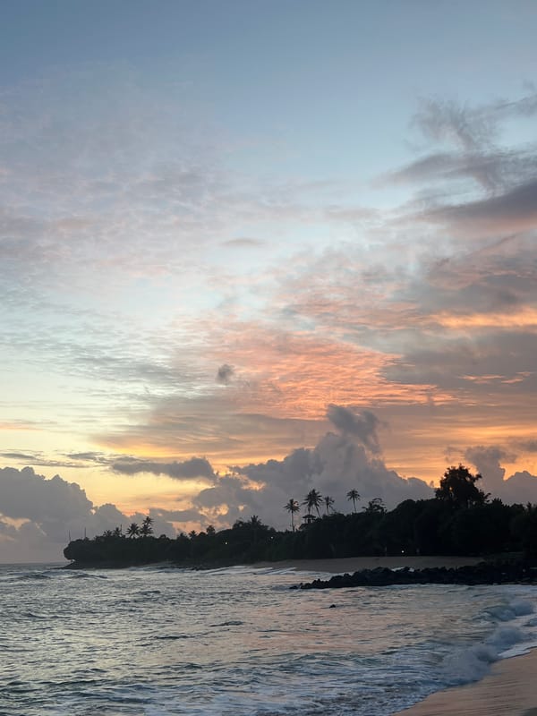 Sunset over the beach in Midigama, Sri Lanka