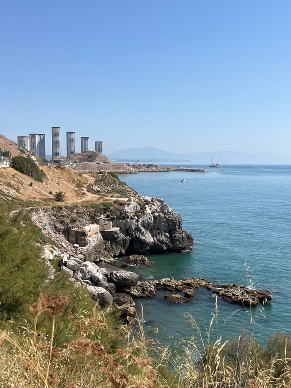 Gibraltar coastline in bloom, Rock and sea in view