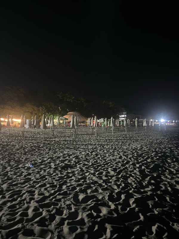 Varna's beach strip winds down on a summer night