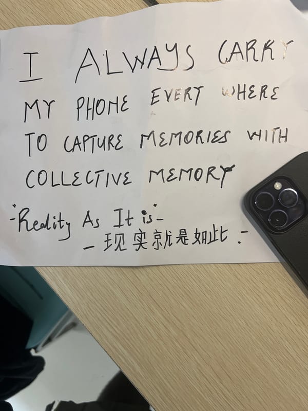 Bilingual handwritten note photographed with smartphone in Jiangjin