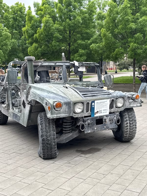 Damaged military Humvee spotted on Kyiv street